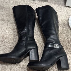 Franco Sarto Arlette Womens Leather Buckle Riding Boots